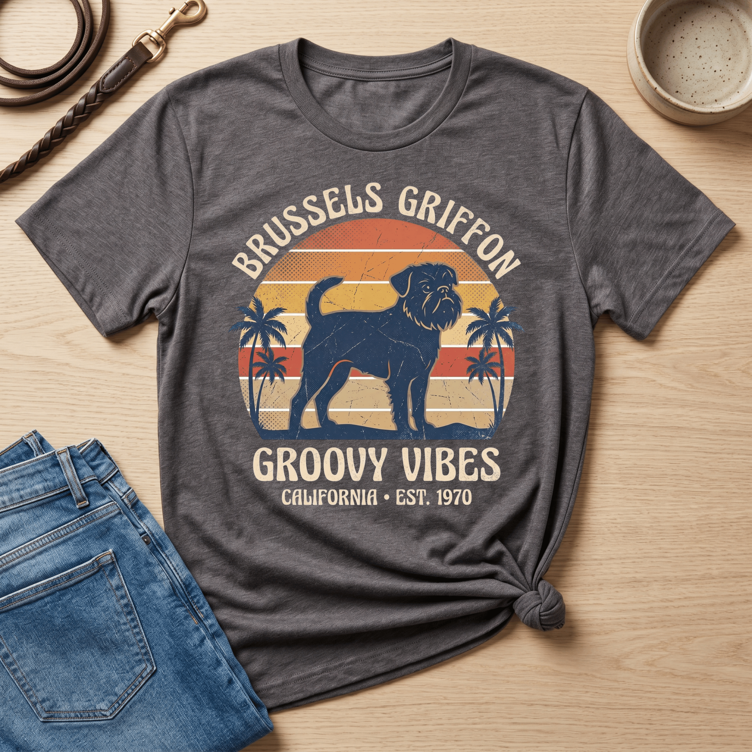Brussels Griffon - 70s Vintage Sunset